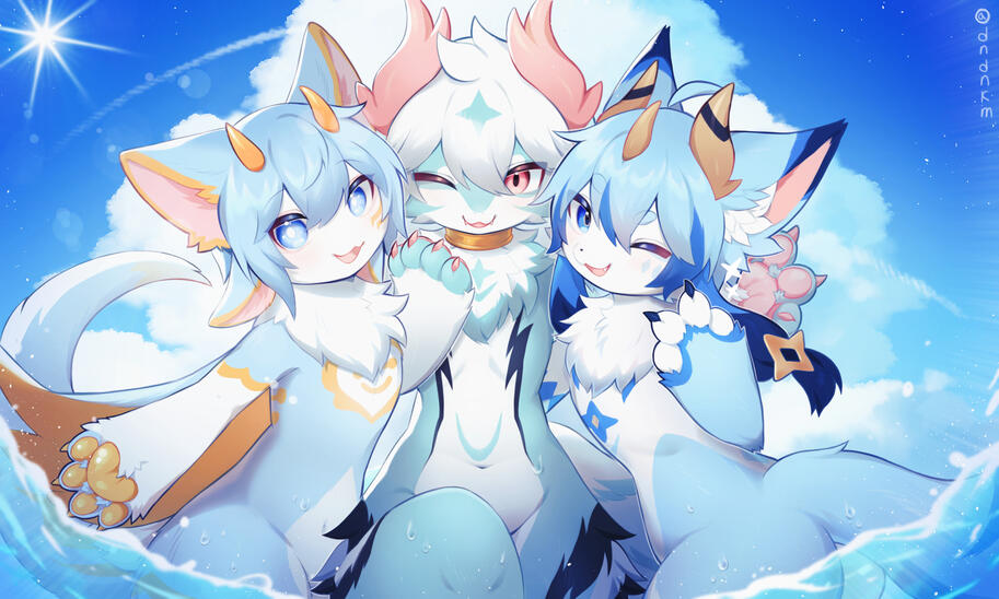 依頼！兄弟！左は絵師さんでキャラはAsha、右はHAKU